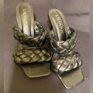 Liliana NWT Square Toe with Braided Straps Stiletto Heels. Size 5.5.